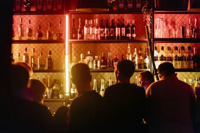 Guests at the bar on a busy night